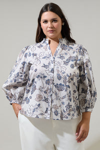 Bryony Floral Ima Button Up Top Curve