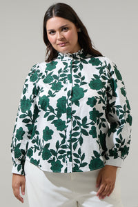 Kane Floral Doris Button Down Shirt Curve