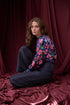 Vivi Berry Floral Bonsoir Smocked Raglan Sleeve Blouse