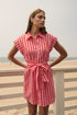 Samera Button Up Mini Dress Lasha Stripe