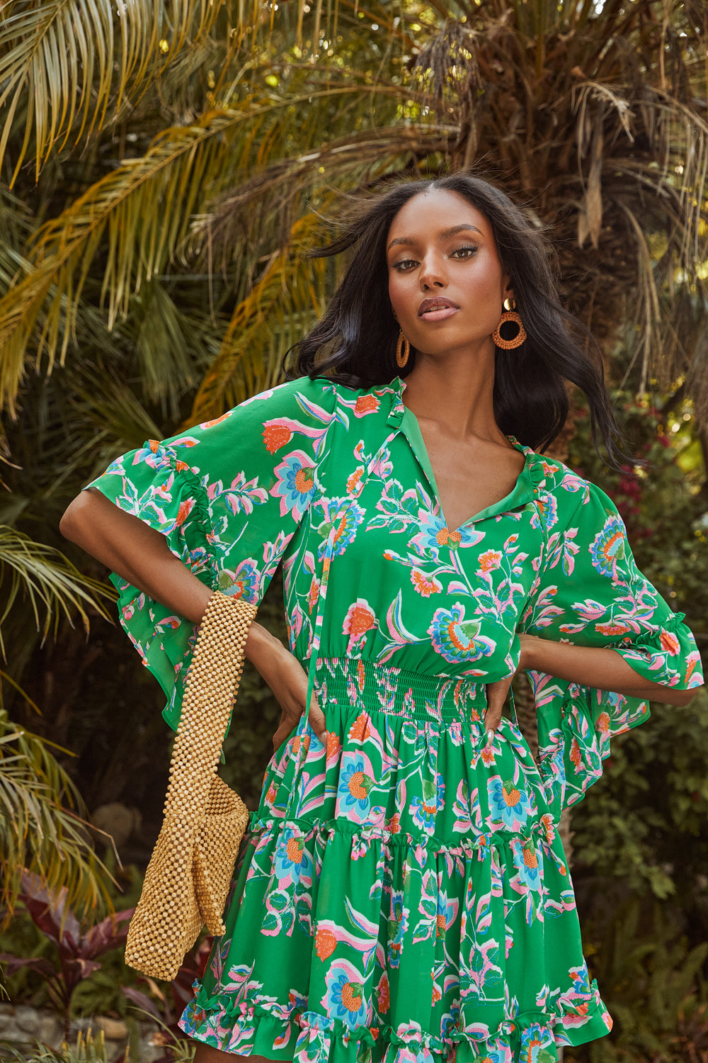 Belize Floral Amorcito Bell Sleeve Mini Dress Belize Floral Amorcito Bell Sleeve Mini Dress