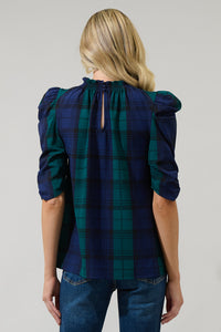 Hudson Plaid Drape Sleeve Top