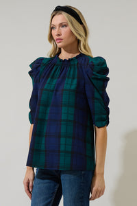 Hudson Plaid Drape Sleeve Top