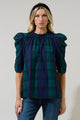 Hudson Plaid Drape Sleeve Top