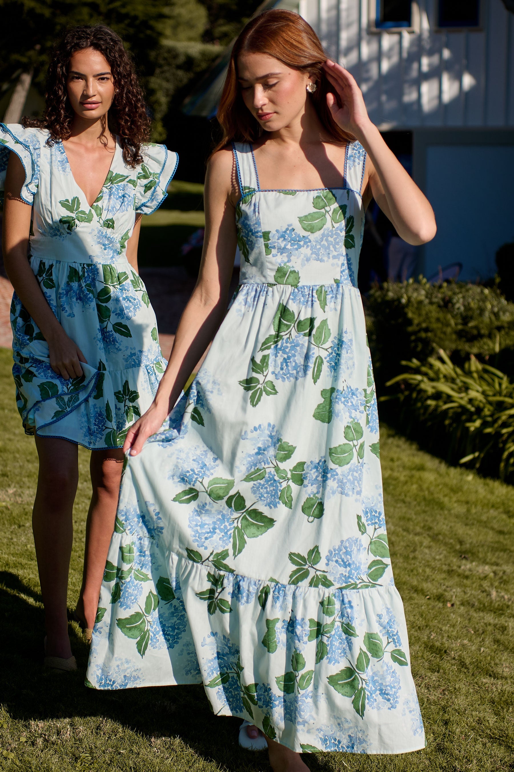 maxi sleeveless dresses Mirla Floral Krisy Sleeveless Maxi Dress BLUE-GREEN-MUL / S by Sugarlips