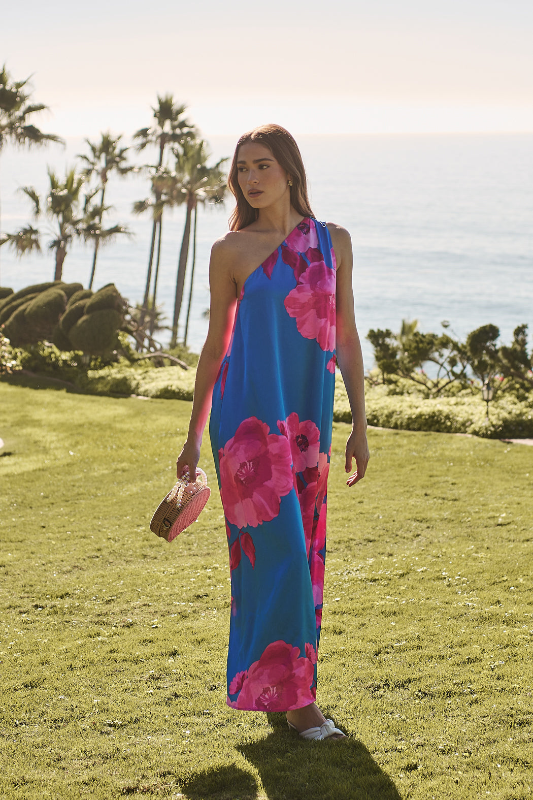 Glena Floral One Shoulder Maxi Dress GREEN-BLUES / XS by Sugarlips Glena Floral One Shoulder Maxi Dress GREEN-BLUES / XS by Sugarlips