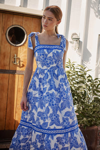 sugarlips maxi dress Rency Floral Pime Smocked Maxi Dress WHITE-KELLY / S by Sugarlips