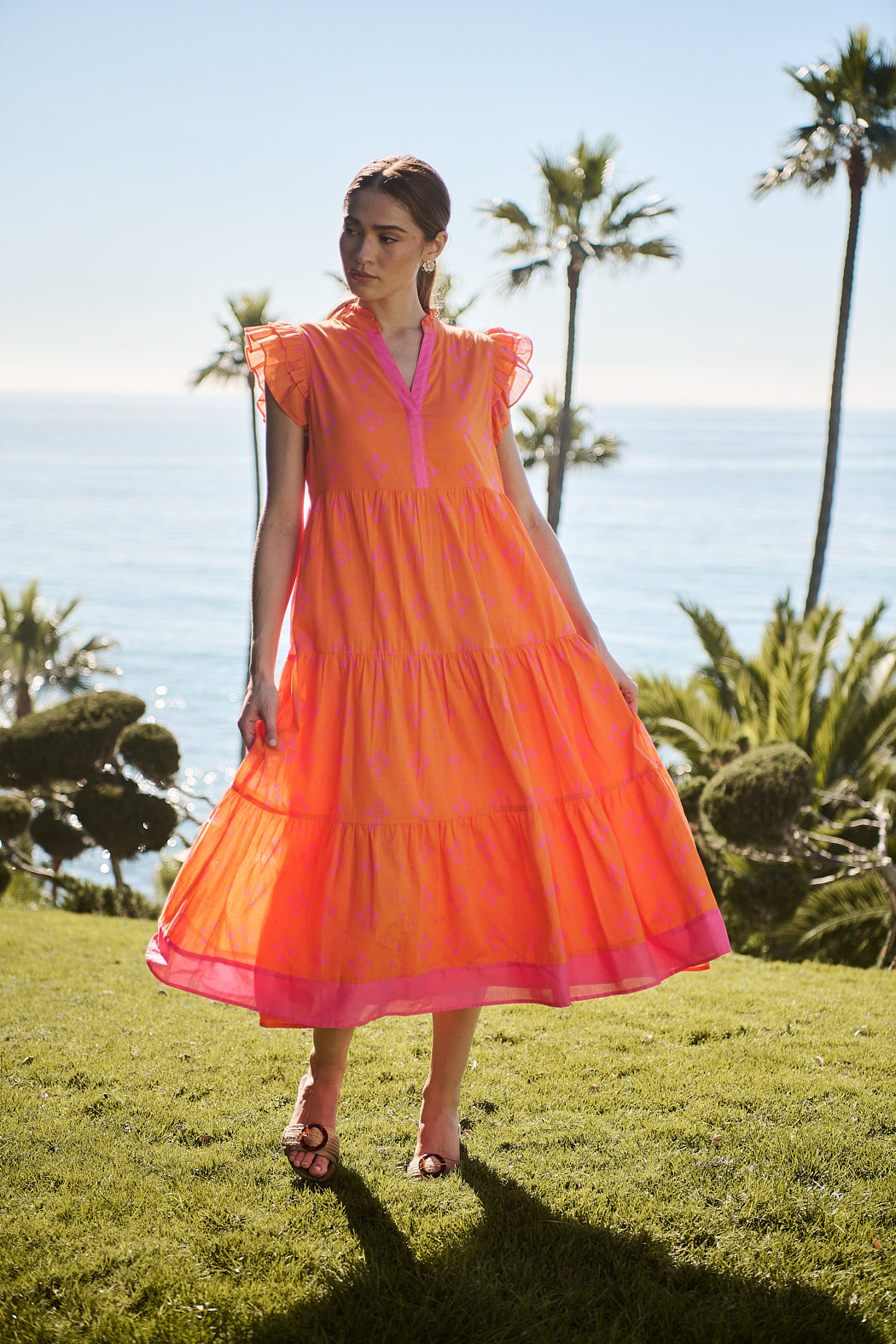 tiered midi dresses for women Flowy Tiered Midi Dress