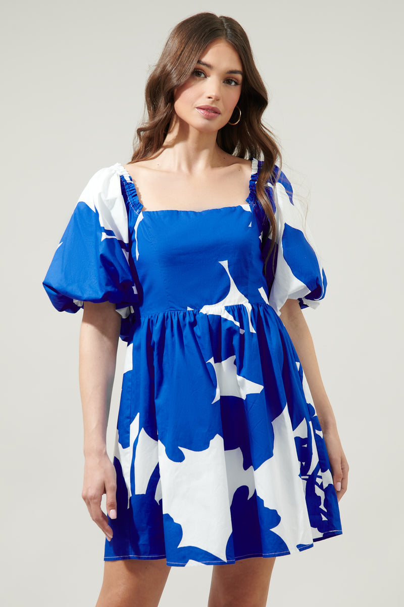 Yardley Floral Marion Puff Sleeve Babydoll Mini Dress Sugarlips