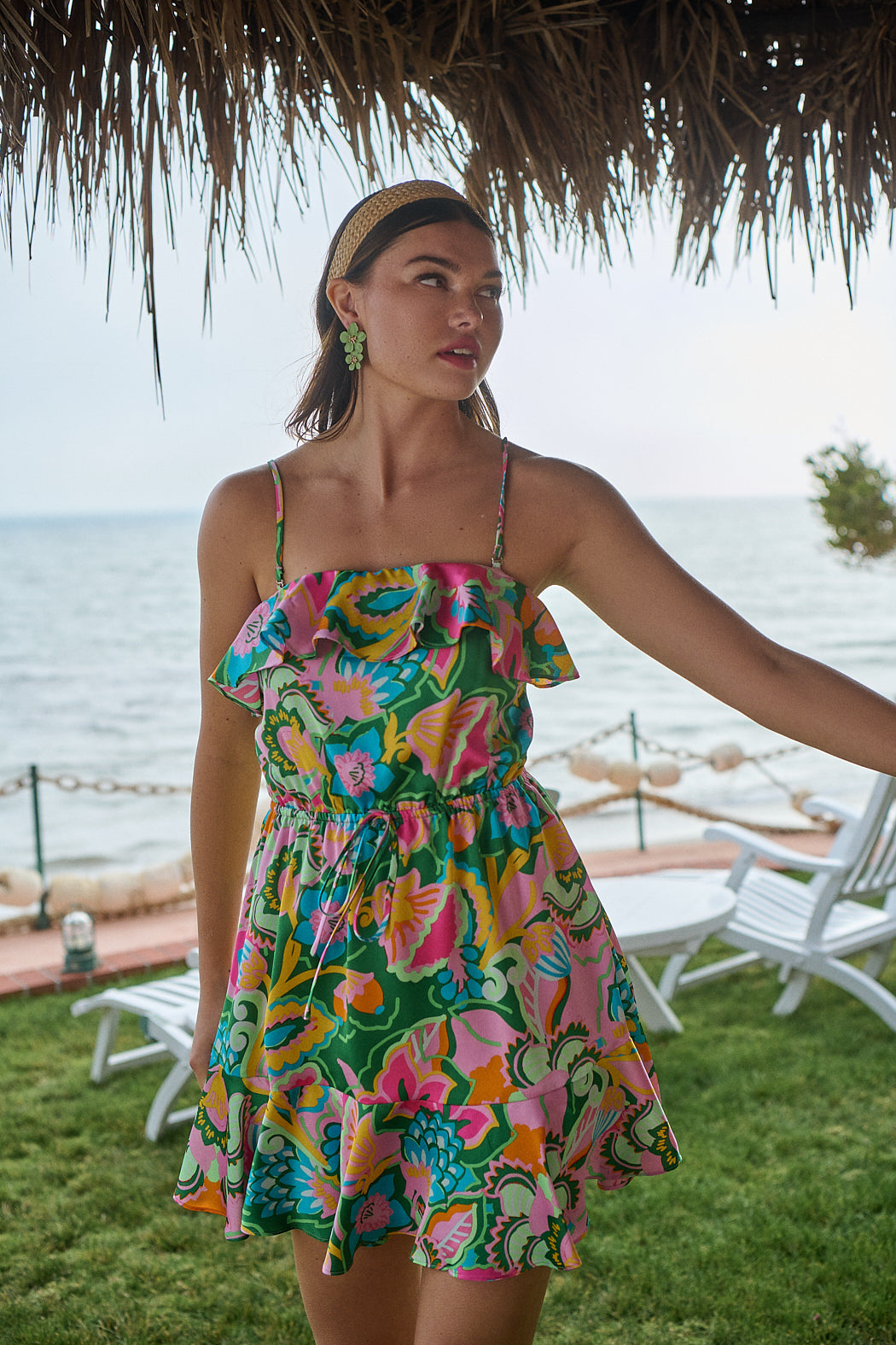 Lanai Multi Tropics Banjo Convertible Mini Dress Lanai Multi Tropics Banjo Convertible Mini Dress