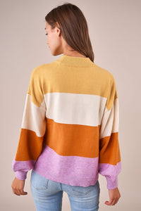 Cassandra Color Block Mock Neck Sweater