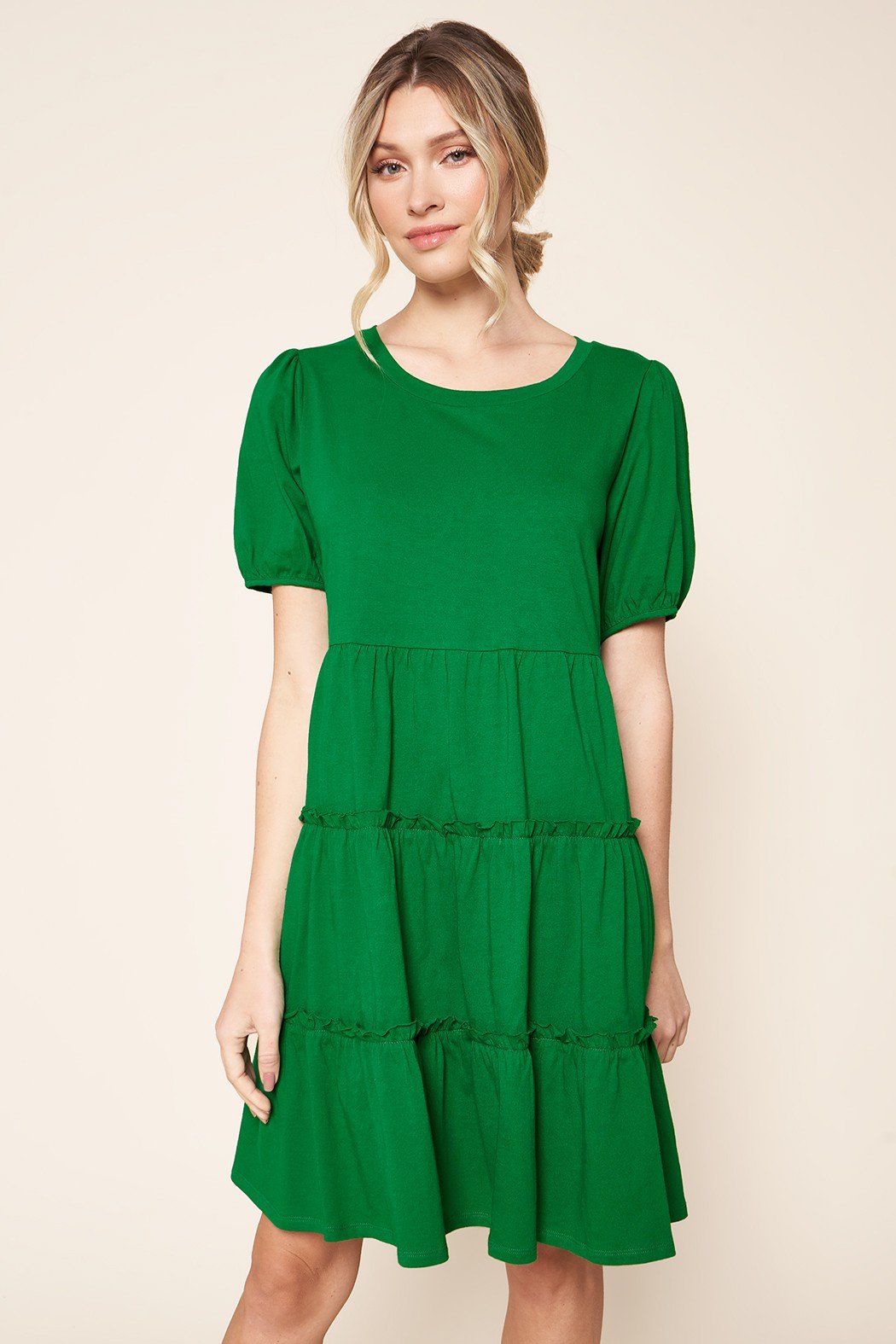 Maryam Tiered Cotton Knit Puff Sleeve Dress Maryam Tiered Cotton Knit Puff Sleeve Dress