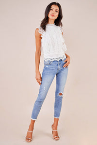 Be Mine Mixed Lace Crop Top