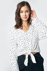 Why Knot Polka Dot Front Tie Top