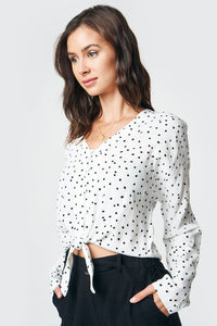 Why Knot Polka Dot Front Tie Top
