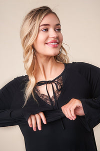 Luxe Long Sleeve Lace Trim Top