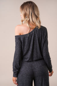 Layover One Shoulder Loose Knit Top