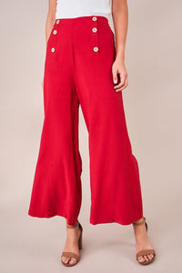 All Aboard Button Front Culotte Pants