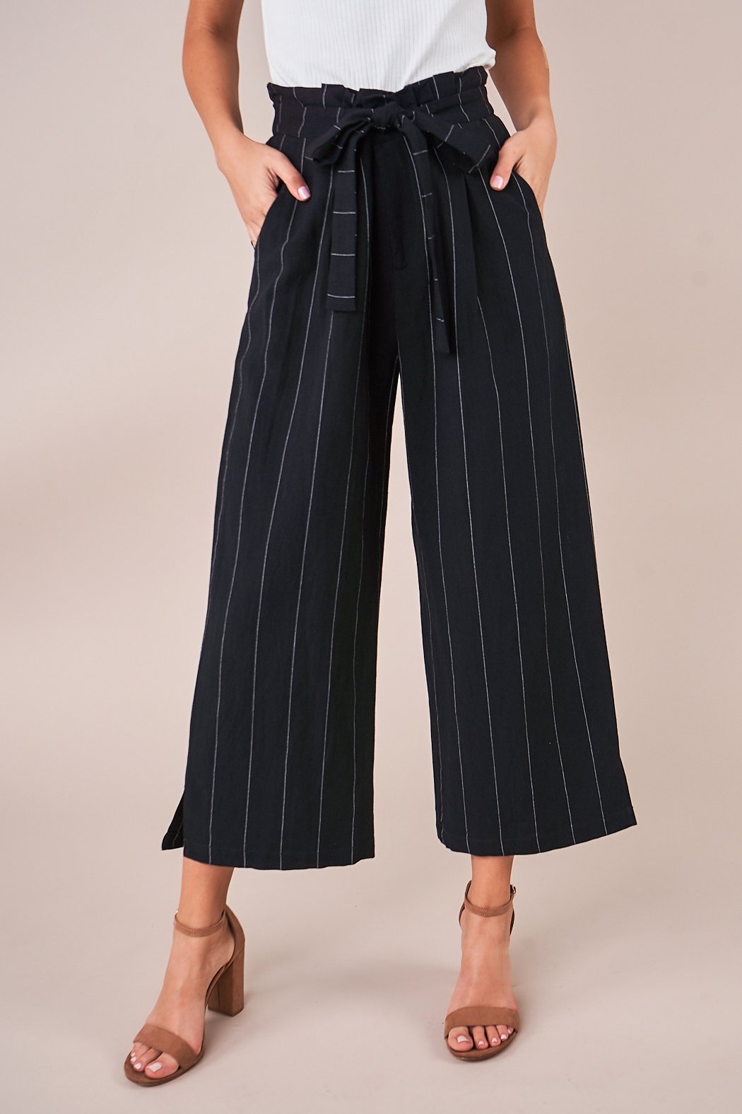 Emmie Striped Paper Bag Culotte Pants – Sugarlips