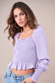 Muy Caliente Smocked Square Neck Top