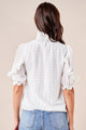 Keepsake White Smocked Mock Neck Blouse