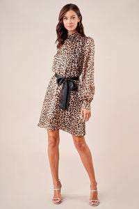 Doheny Leopard Print High Neck Dress