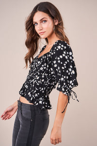 Ray Of Sunshine Floral Puff Sleeve Top