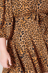 Shaina Leopard Balloon Sleeve Derby Dress Curve