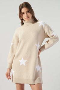Estrella Star Turtleneck Sweater Dress