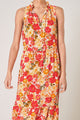 Didion Floral Split Neck Tiered Maxi Dress