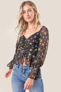 Loving You Floral Ruched Blouse
