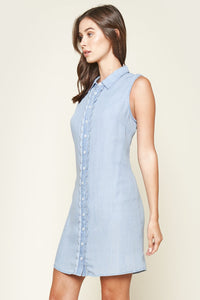 Cannes Chambray Button Up Mini Dress