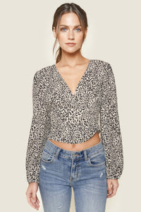 Wild About You Leopard Print Puff Sleeve Crop Top