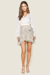 Princeton Floral Print Faux Wrap Mini Skirt