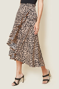 Saturated Love High-Low Leopard Print Midi Skirt
