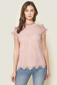 You Complete Me Lace Mock Neck Top