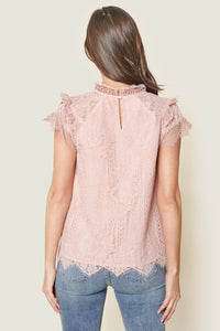 You Complete Me Lace Mock Neck Top
