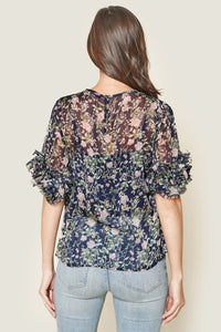 Purely Magic Floral Print Ruffle Top