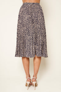 Better Love Pleated Leopard Print Midi Skirt