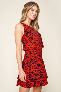 Fierce Feline Leopard Print Smocked Mini Dress