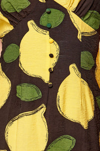Pucker Up Lemon Print Midi Slip Dress