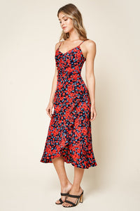 Go Your Way Floral Print Ruched Midi Dress