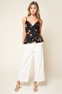 Girls Just Want To Have Fun Floral Print Ruffled Wrap Top