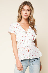 Meet Me in The Garden Floral Print Button Front Blouse
