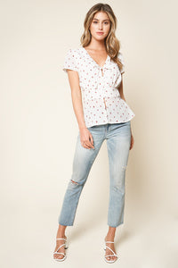 Meet Me in The Garden Floral Print Button Front Blouse