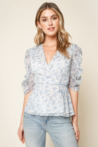 Stop And Stare Floral Print Wrap Top