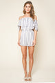 See You Later Striped Off The Shoulder Romper