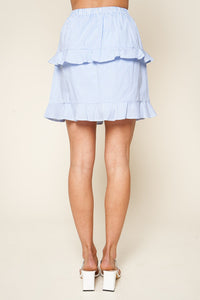 Averi Striped Ruffle Tiered Mini Skirt