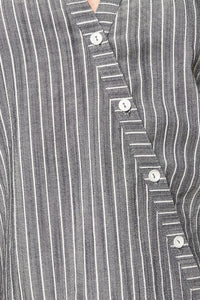 Halsey Striped Asymmetrical Button Up Top