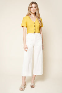 Go With The Flow Button Up Crop Top